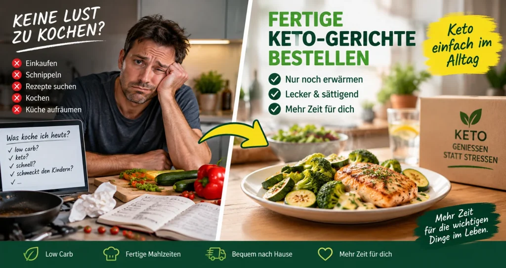 Keto-Fertiggerichte bestellen statt selbst zu kochen - KI-generiertes Symbolbild